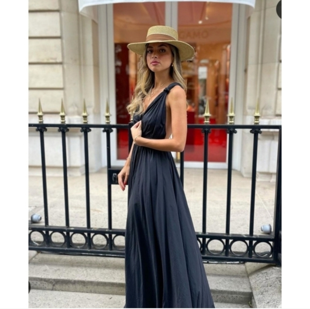 ZARA VOLUMINOUS LONG MAXI DRESS BLACK SIZE XL - Picture 12 of 16